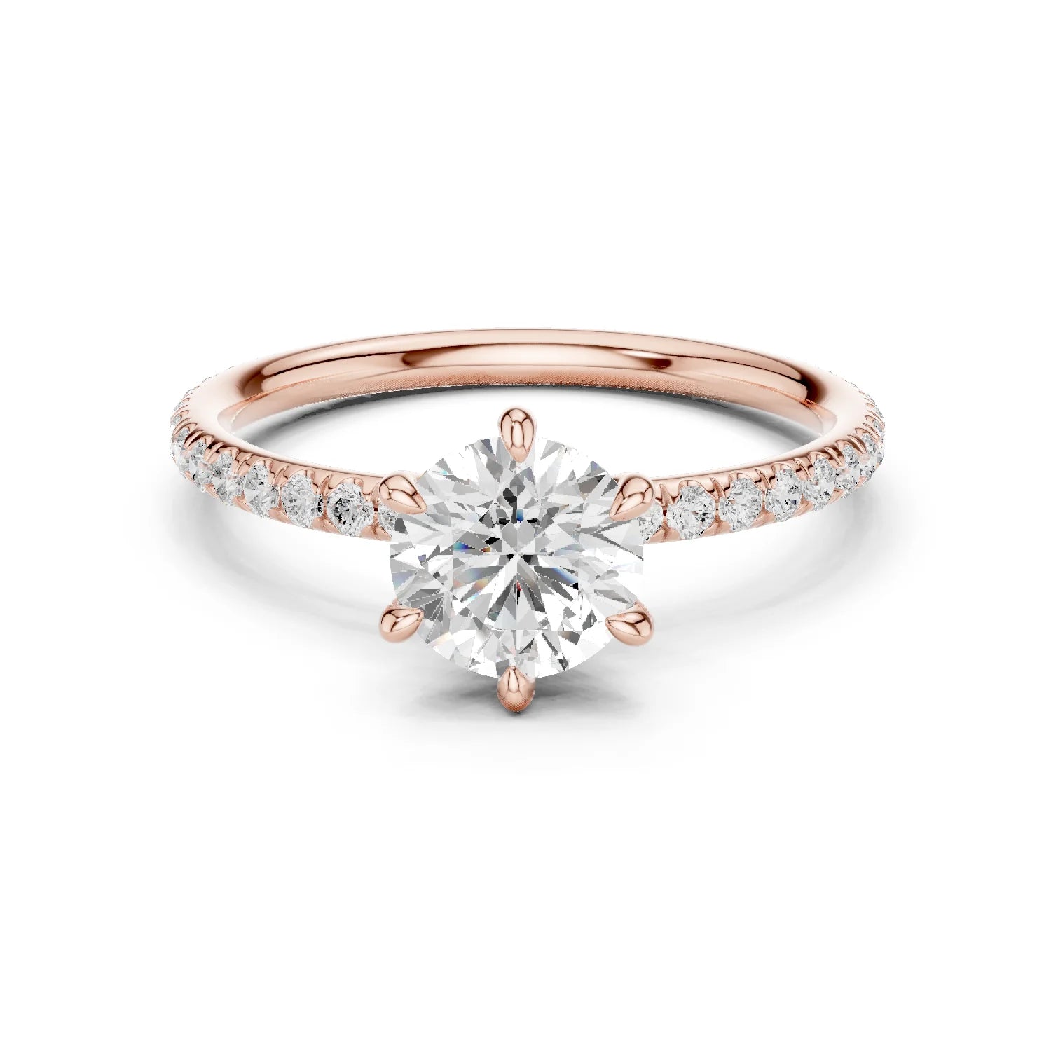 Round Cut Diamond Pave Engagement Ring