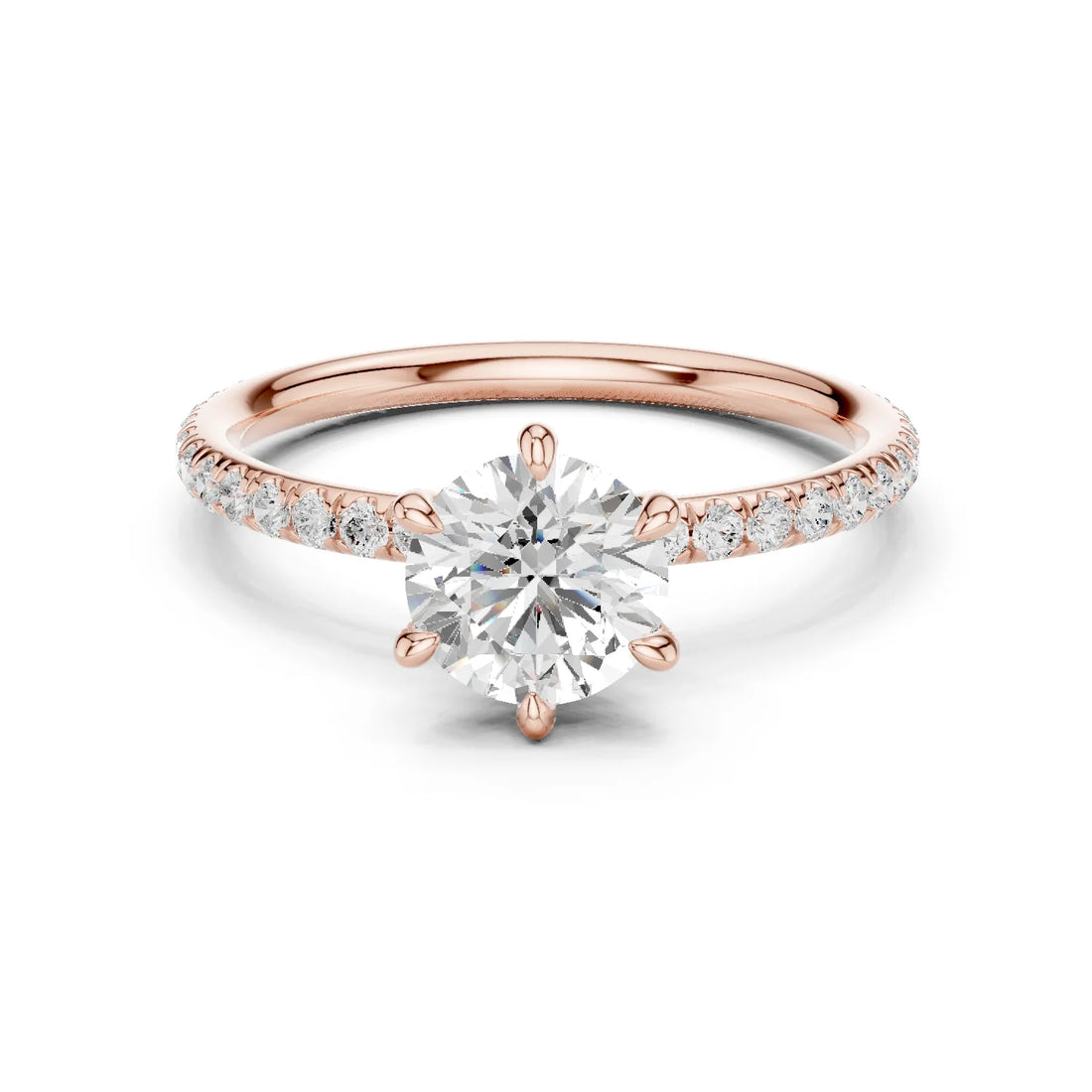 Round Cut Diamond Pave Engagement Ring