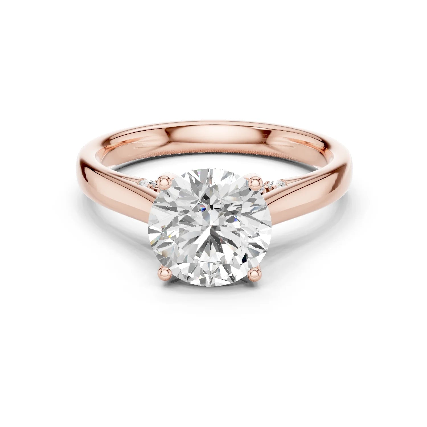 Round Cut Diamond Cathedral Pave Engagement Ring