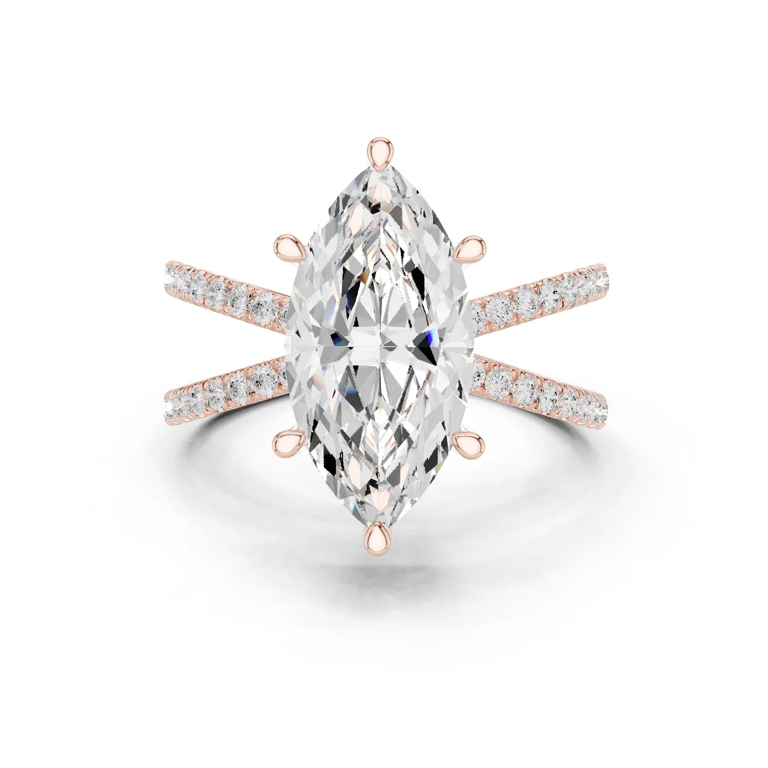 Marquise Cut Diamond Split Shank Engagement Ring