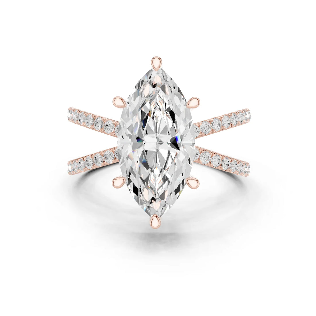 Marquise Cut Diamond Split Shank Engagement Ring