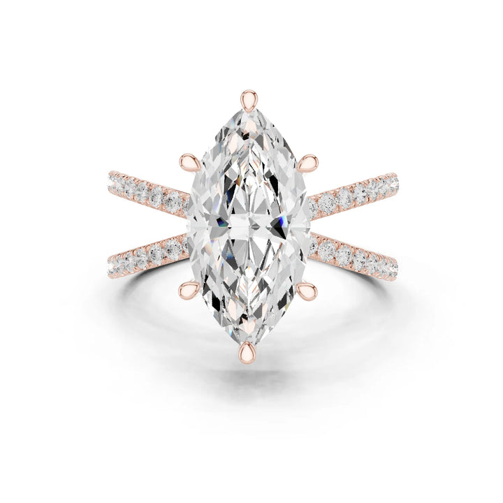 Marquise Cut Diamond Split Shank Engagement Ring