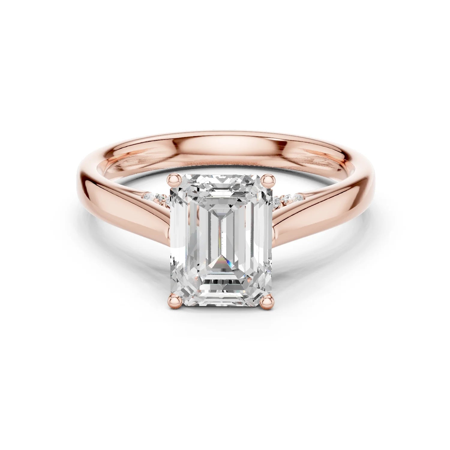 Emerald Cut Diamond Cathedral Pave Engagement Ring