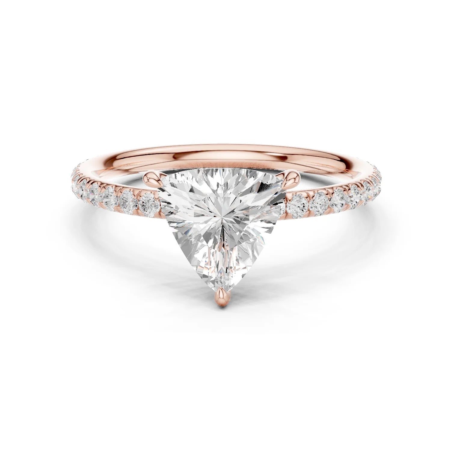 Trillion Cut Diamond Pave Engagement Ring