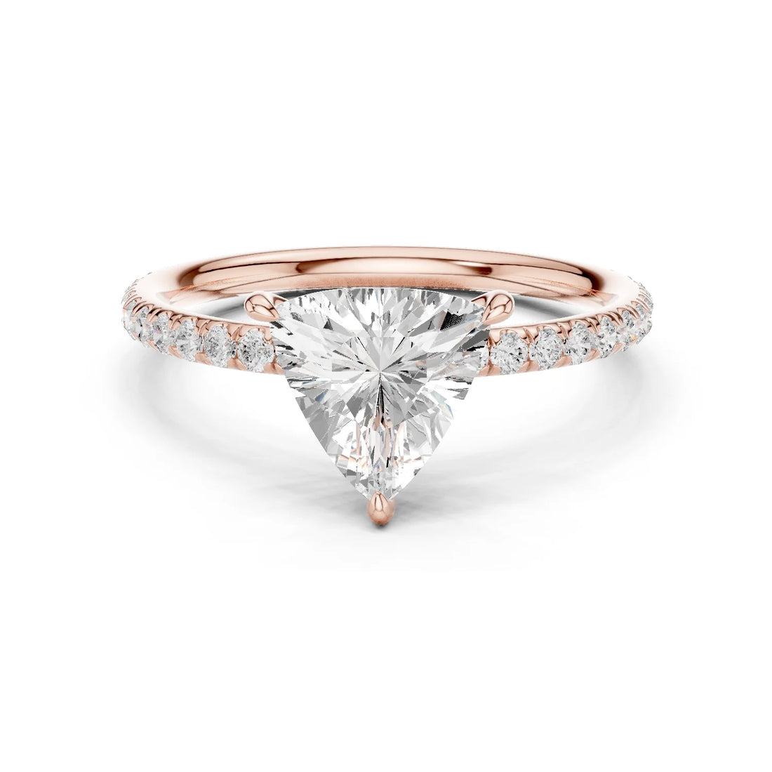 Trillion Cut Diamond Pave Engagement Ring