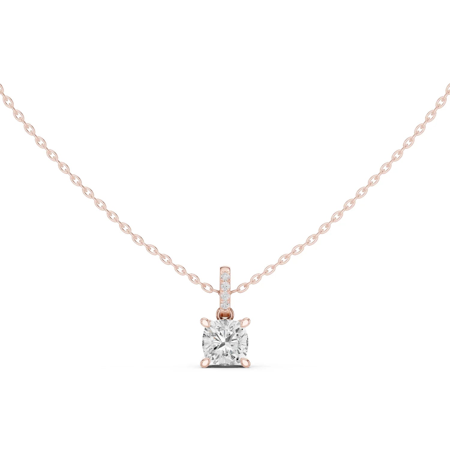 Lunaria Cushion Solitaire Diamond Pendant