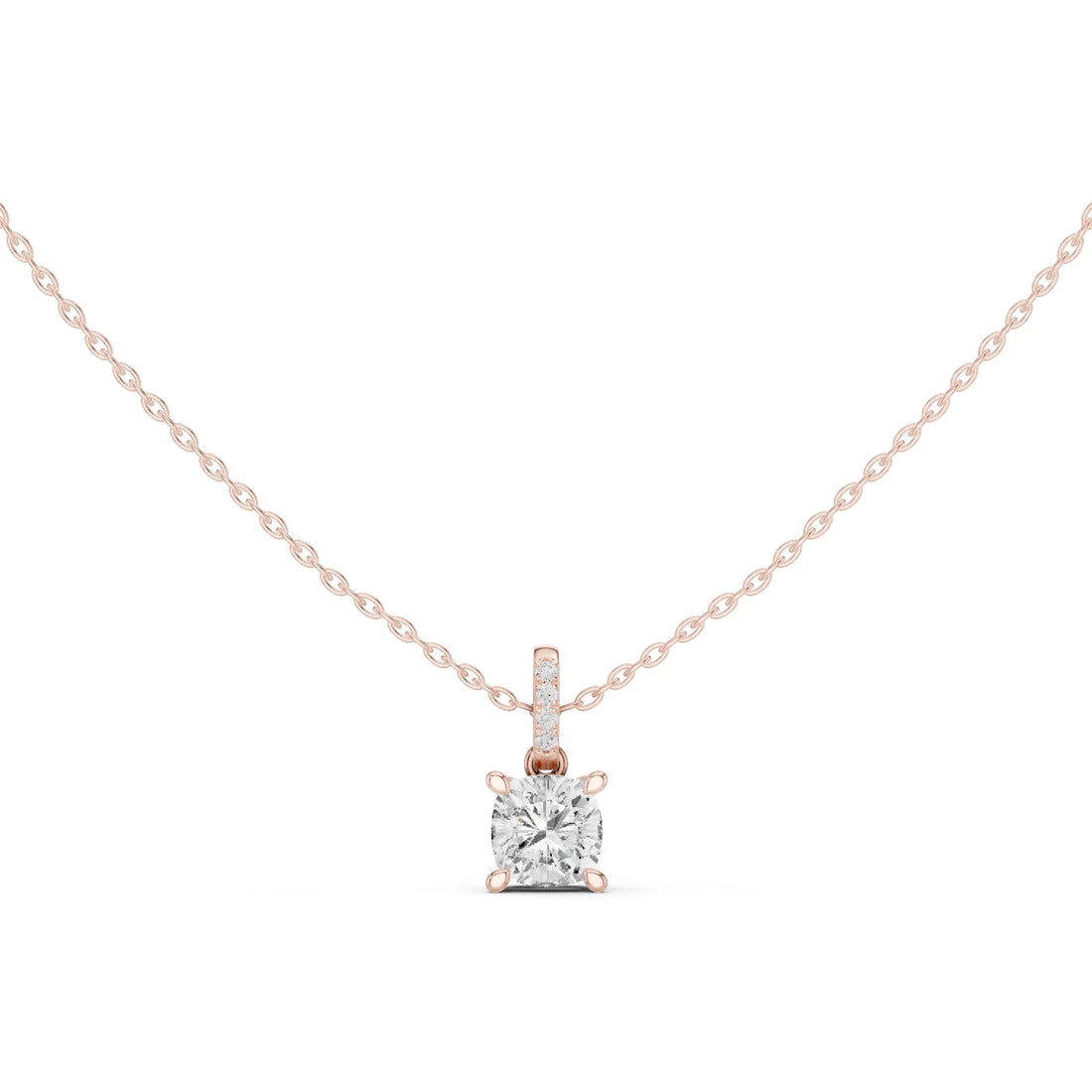 Lunaria Cushion Solitaire Diamond Pendant