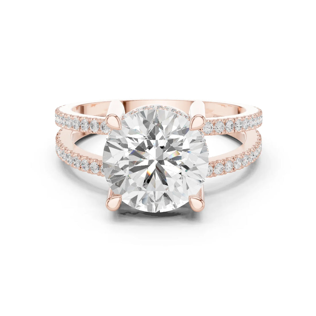 Round Cut Diamond Split Shank Engagement Ring