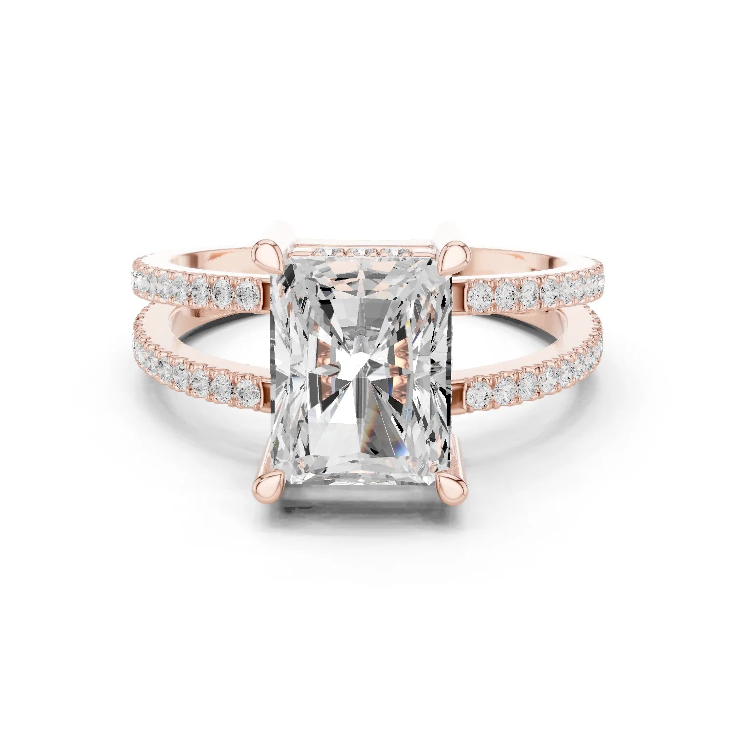 Radiant Cut Diamond Split Shank Engagement Ring