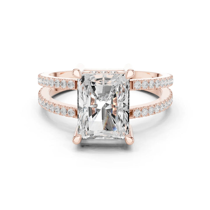 Radiant Cut Diamond Split Shank Engagement Ring