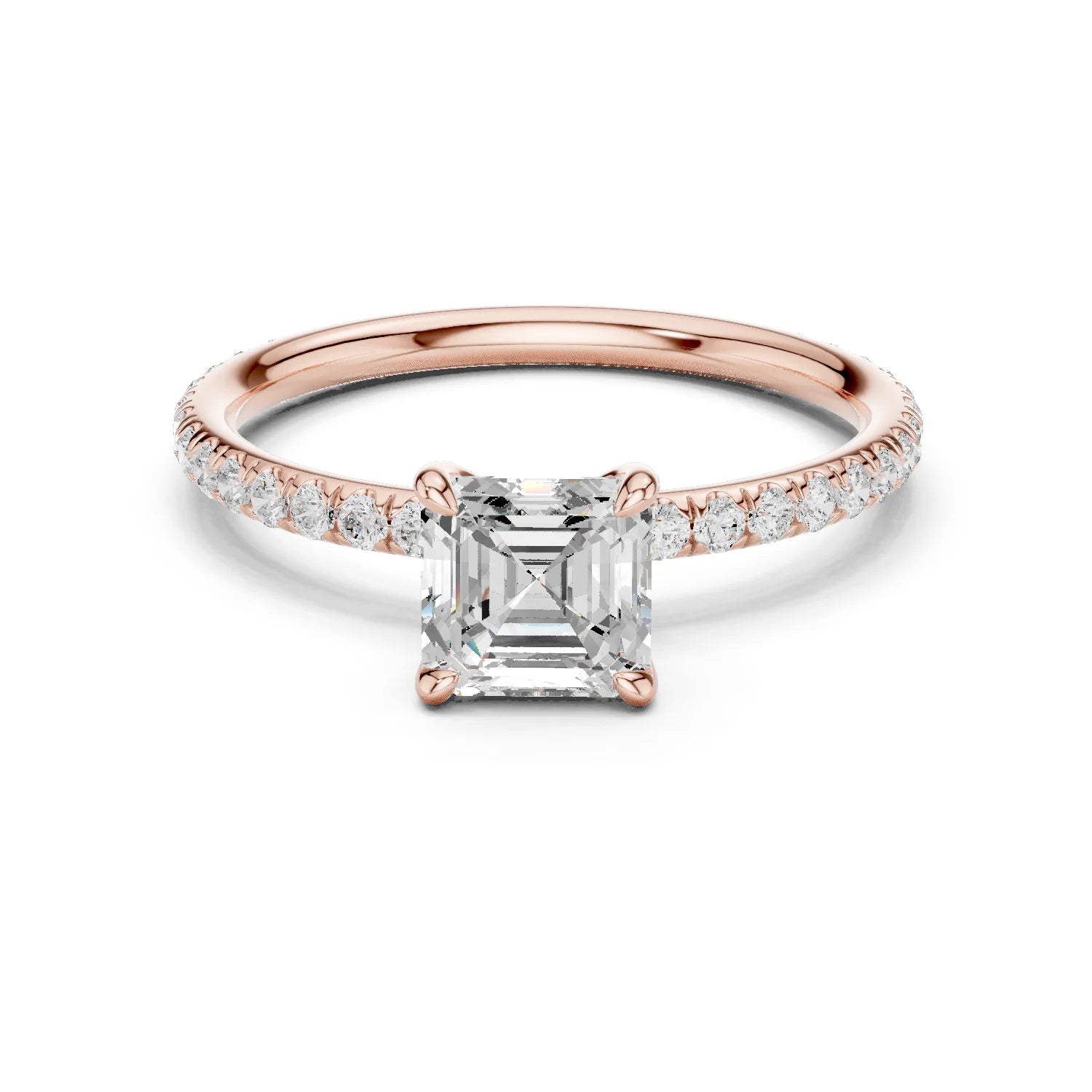 Asscher Cut Diamond Pave Engagement Ring