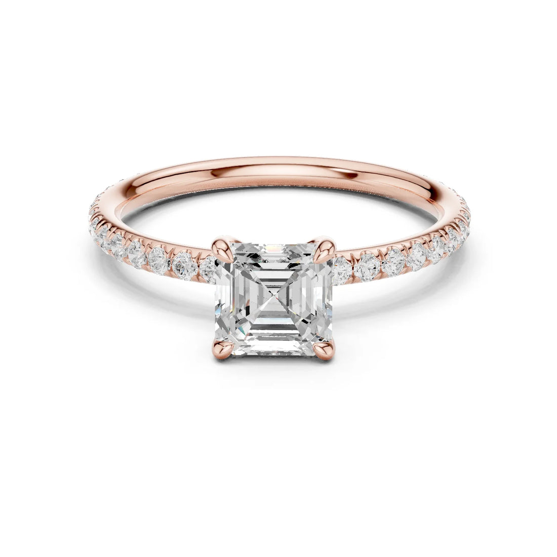 Asscher Cut Diamond Pave Engagement Ring