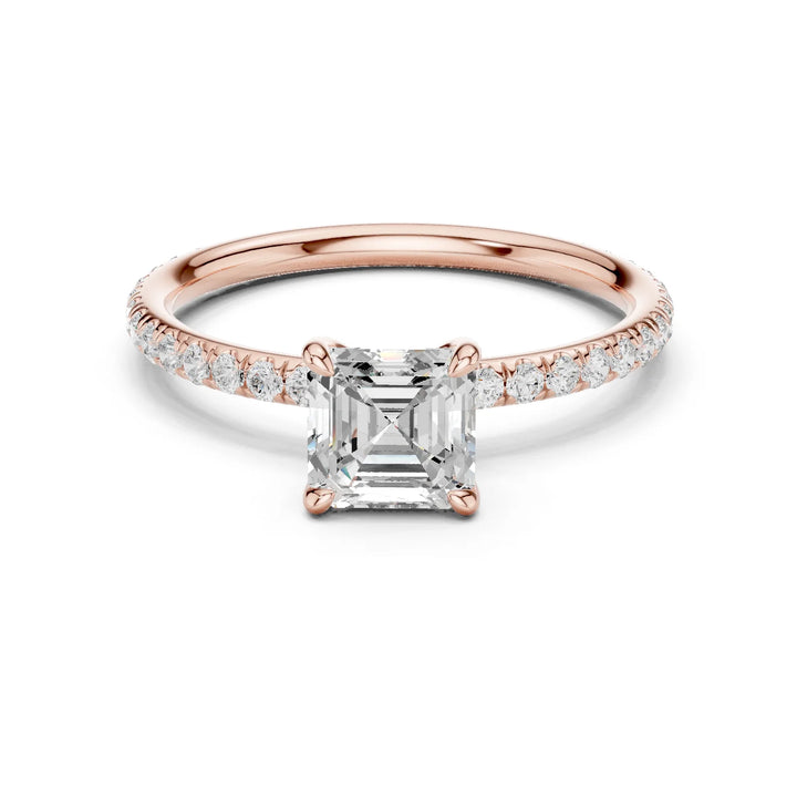 Asscher Cut Diamond Pave Engagement Ring