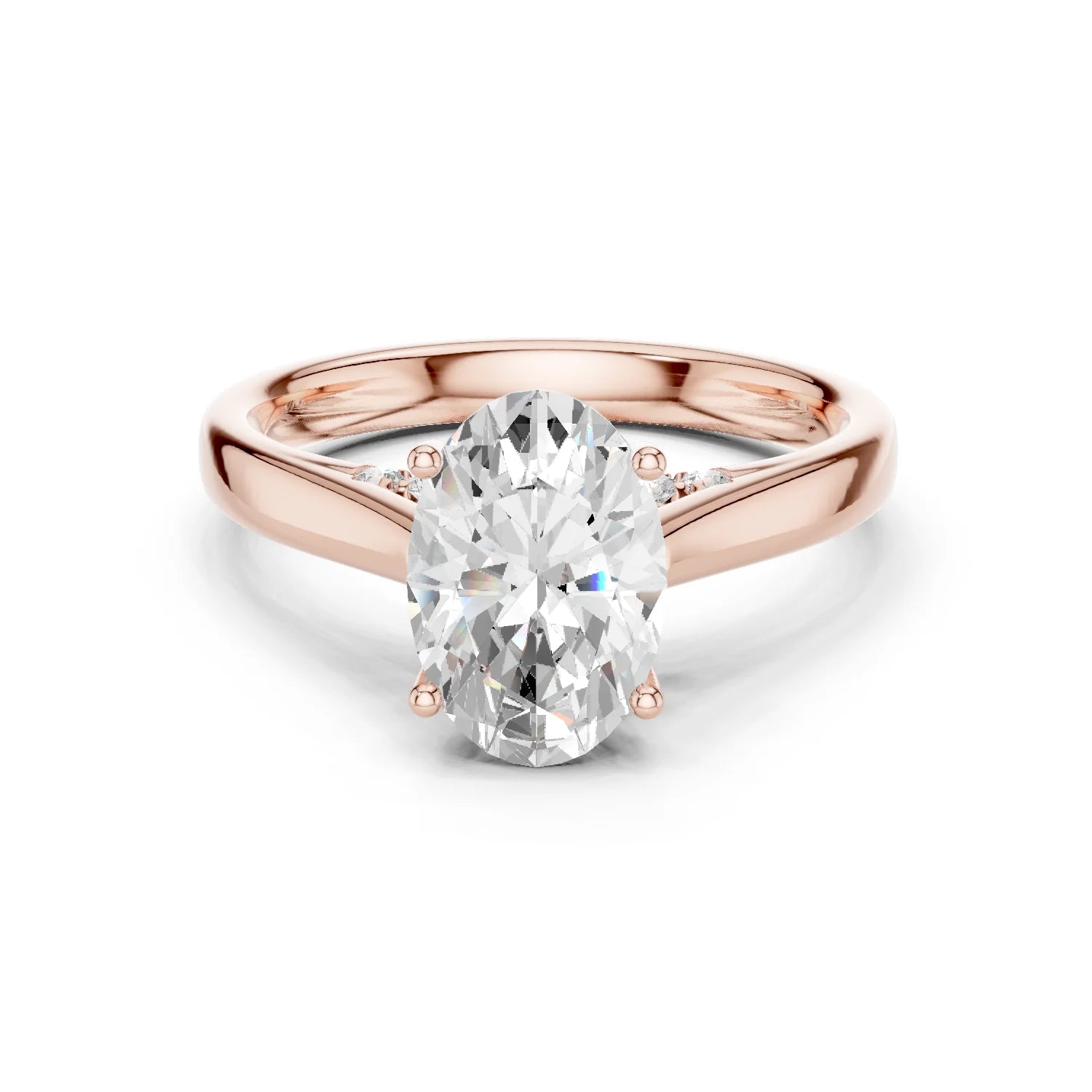 Oval Cut Diamond Cathedral Pave Engagement Ring
