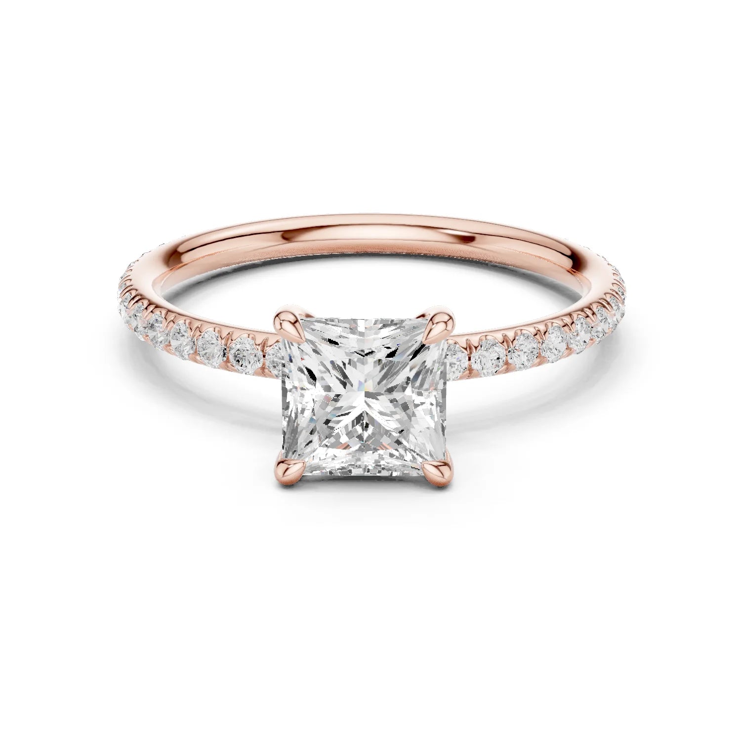 Princess Cut Diamond Pave Engagement Ring