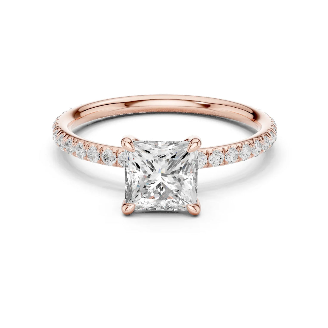 Princess Cut Diamond Pave Engagement Ring