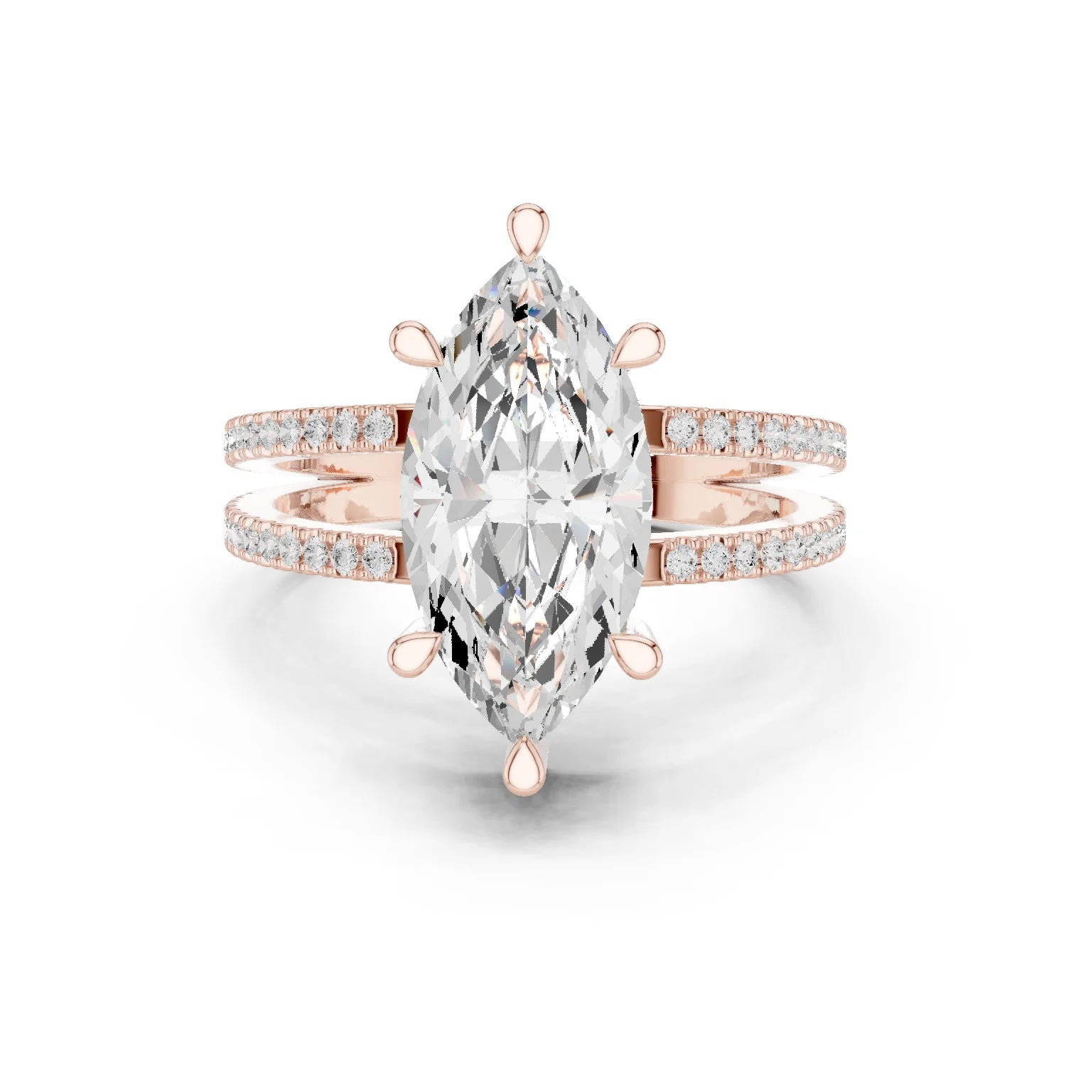 Marquise Cut Diamond Split Shank Engagement Ring
