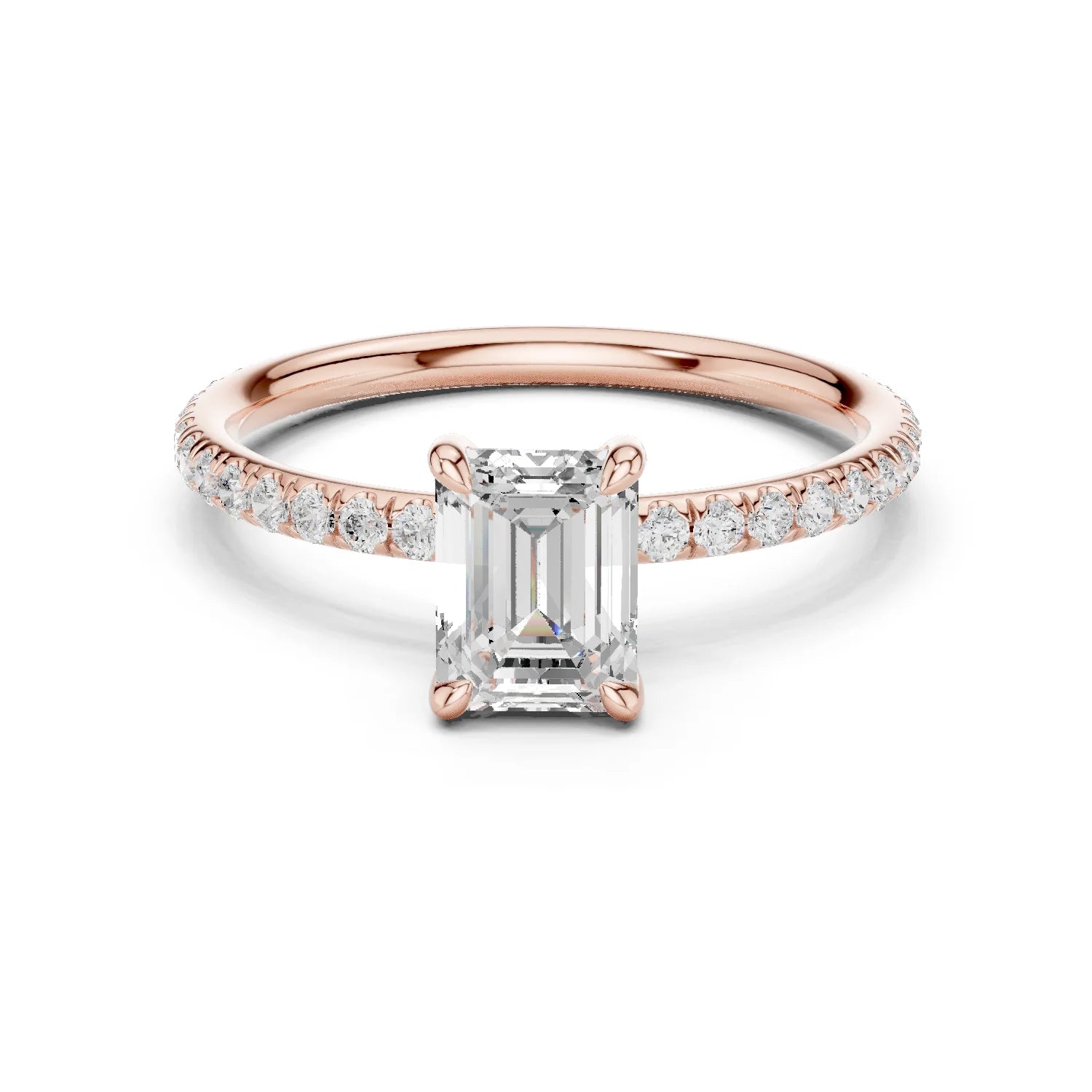 Emerald Cut Diamond Pave Engagement Ring