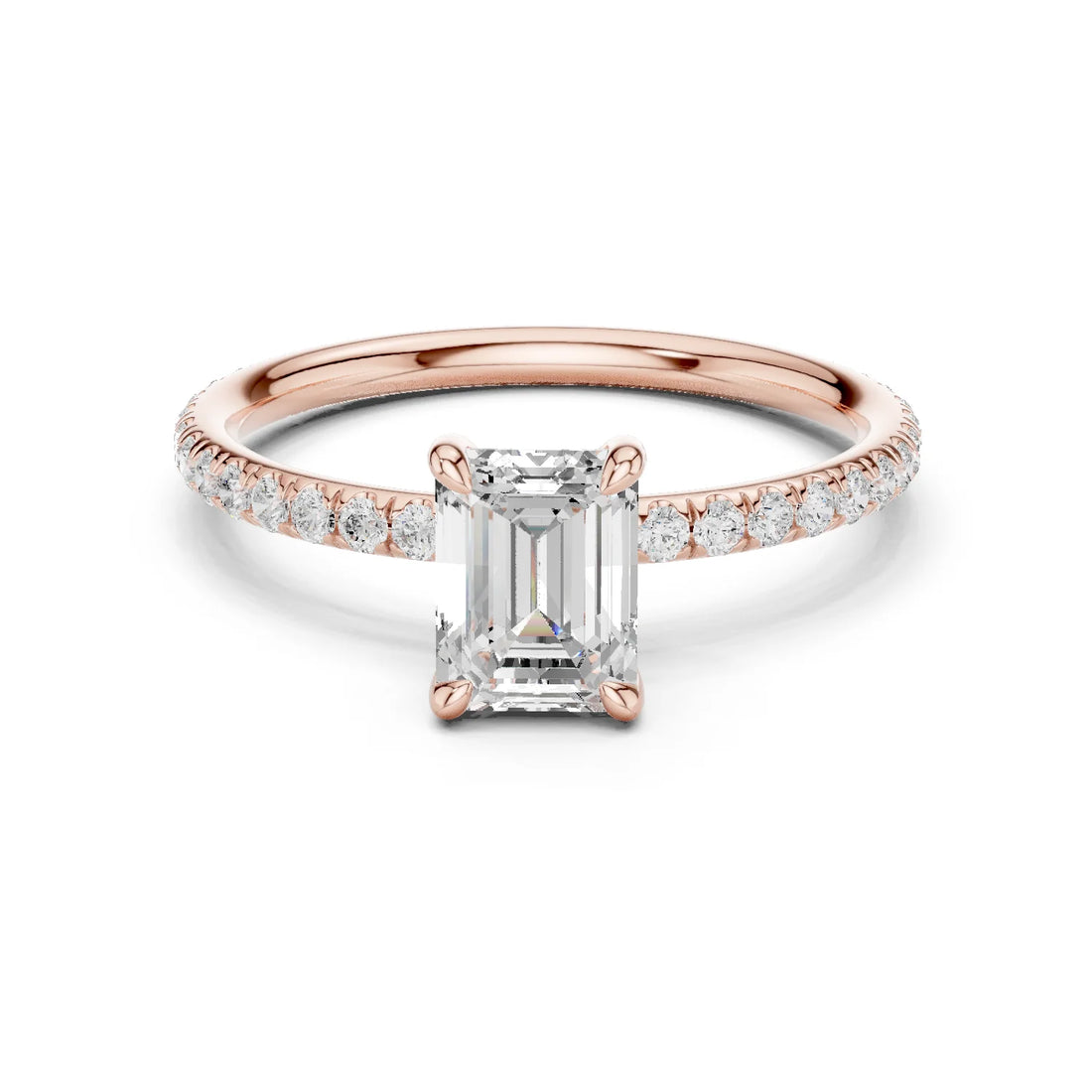 Emerald Cut Diamond Pave Engagement Ring