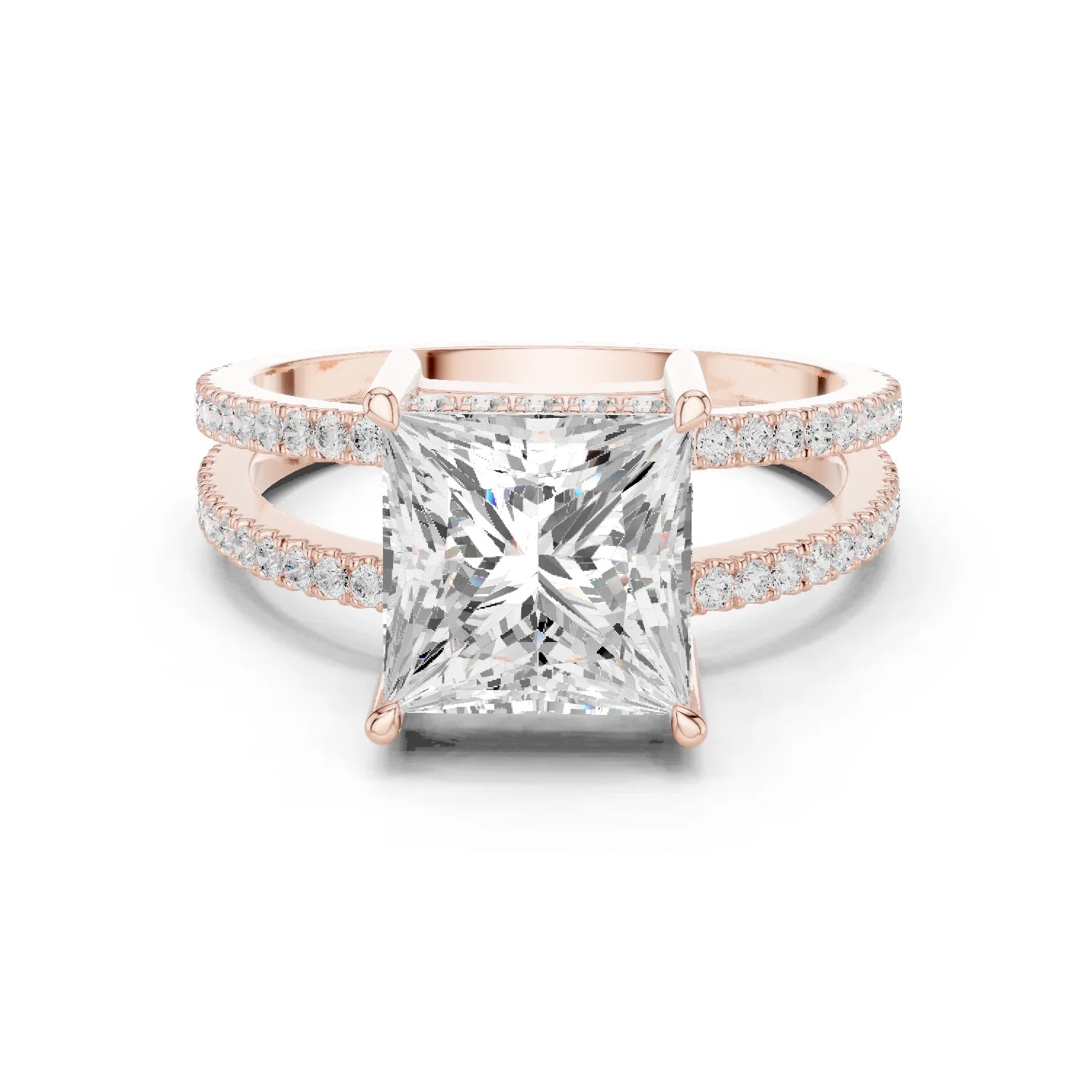 Princess Cut Diamond Split Shank Engagement Ring
