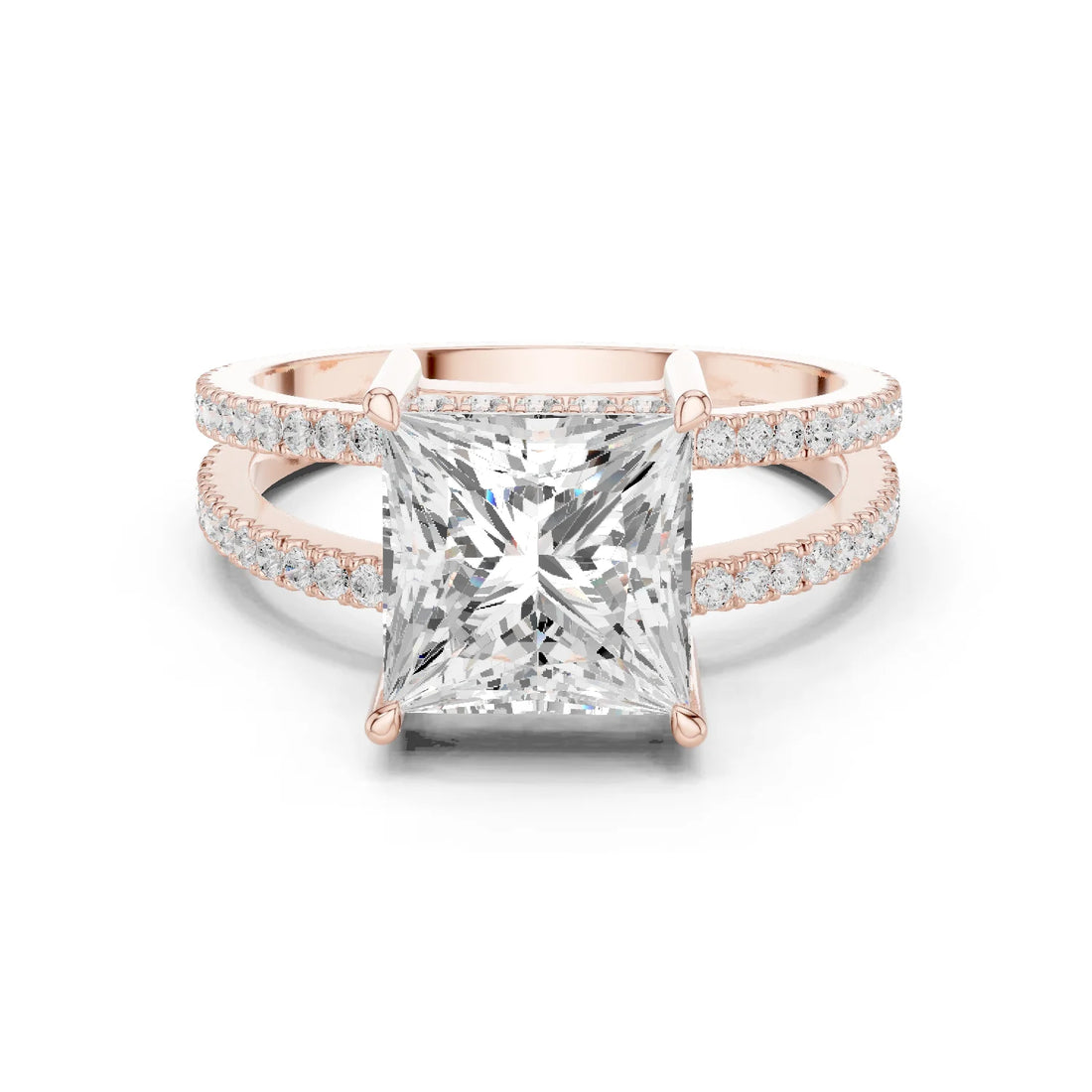 Princess Cut Diamond Split Shank Engagement Ring