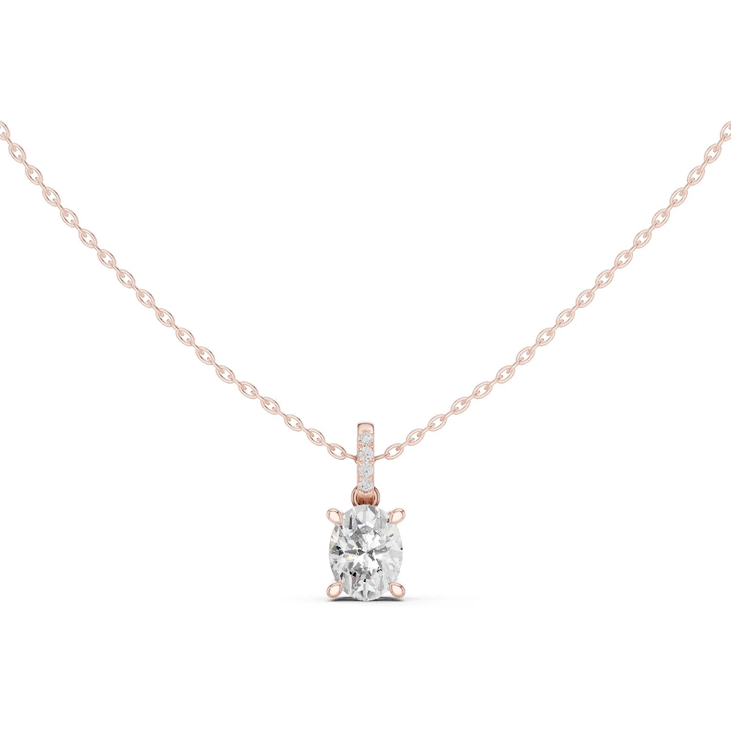 Elara Oval Solitaire Diamond Pendant