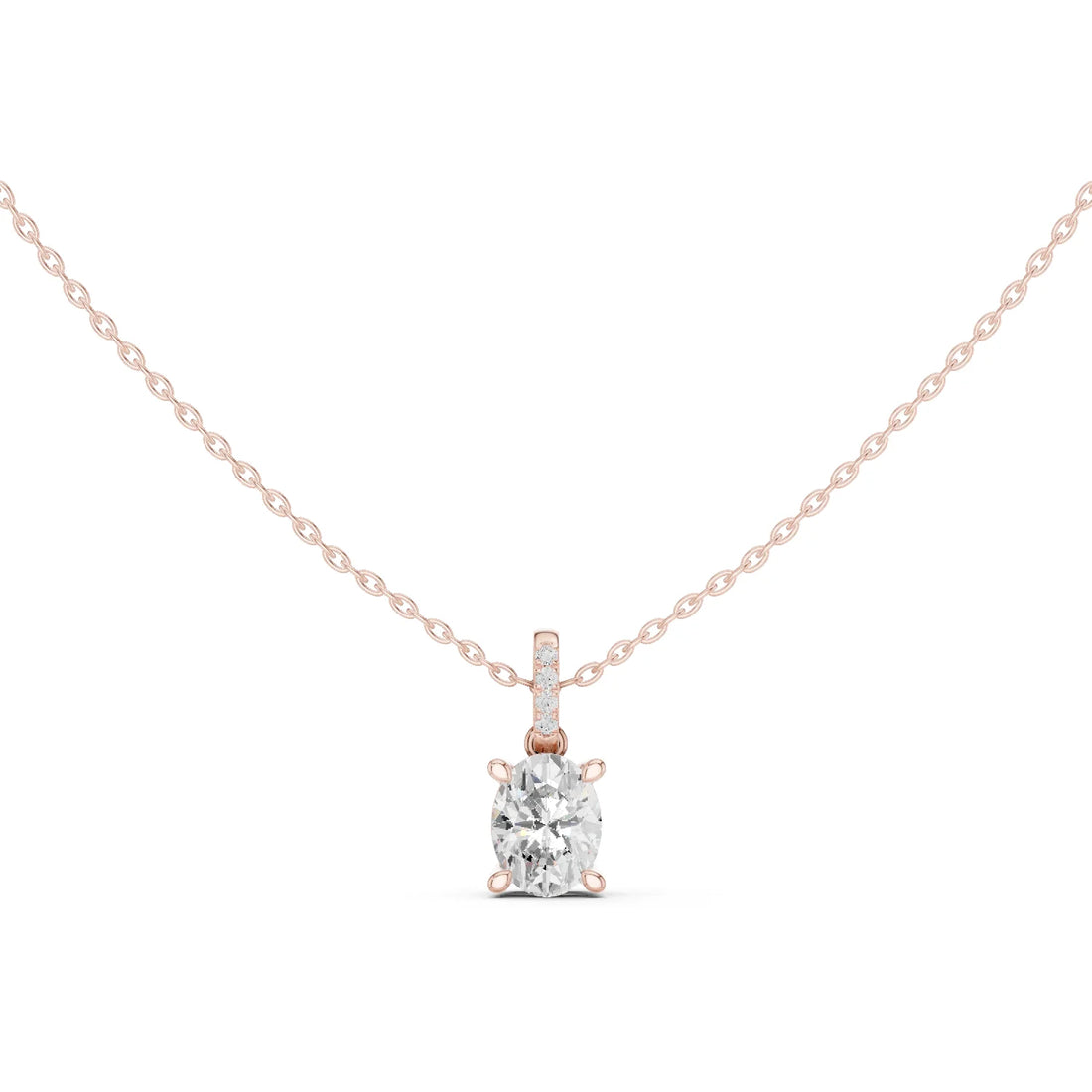 Elara Oval Solitaire Diamond Pendant