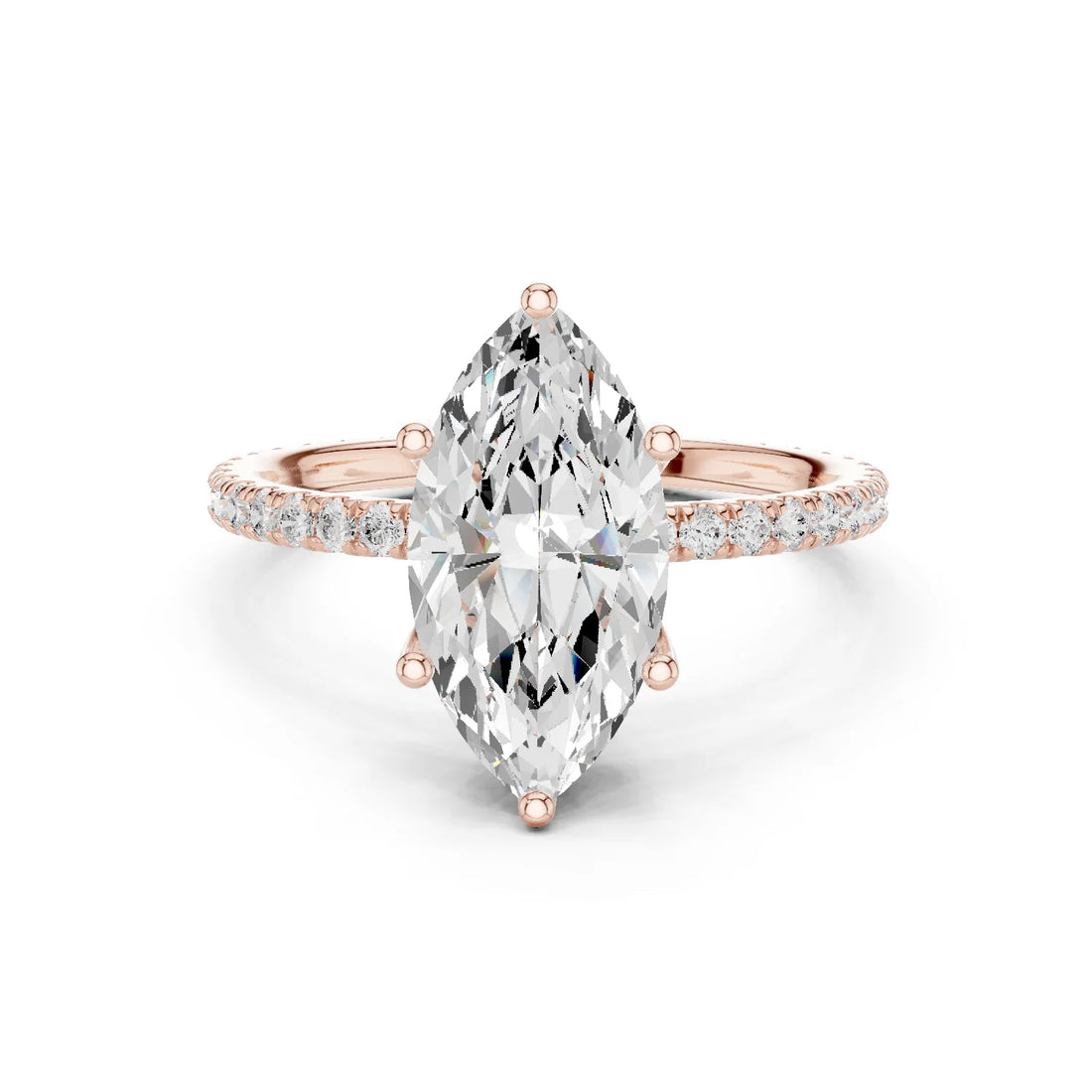 Marquise Shape Diamond Pave Band Engagement Ring