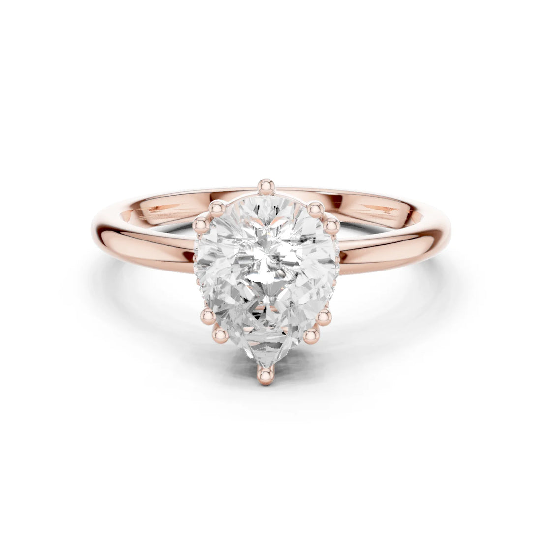 Pear Cut Diamond Solitaire Engagement Ring with Hidden Accent Diamonds