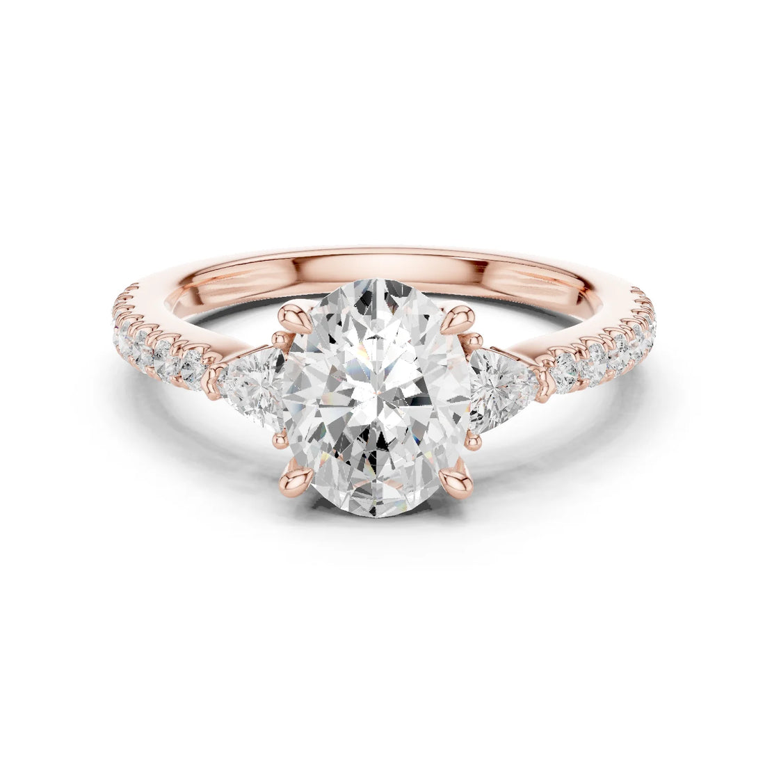 Oval Cut Diamond Three-Stone Engagement Ring with Pave Band