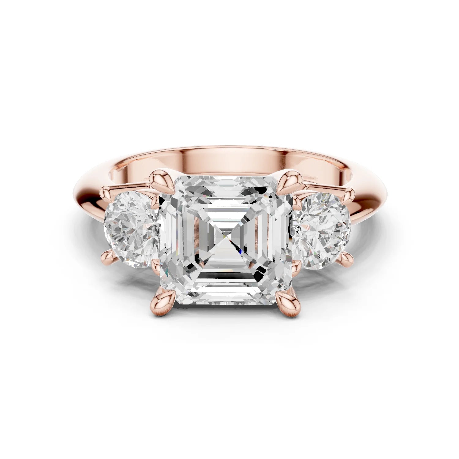 Asscher Cut Diamond Three-Stone Engagement Ring