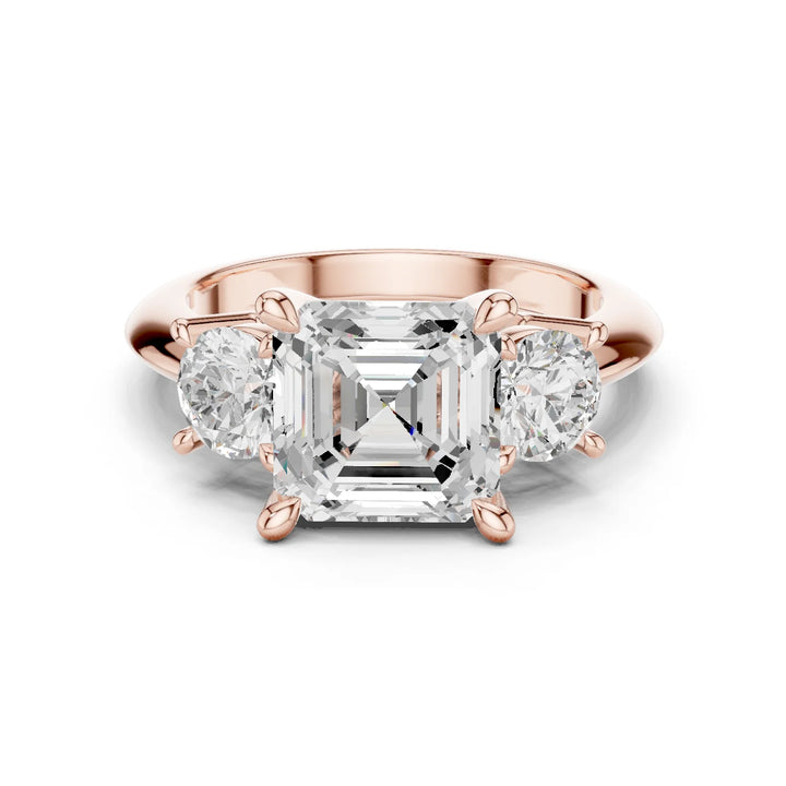 Asscher Cut Diamond Three-Stone Engagement Ring