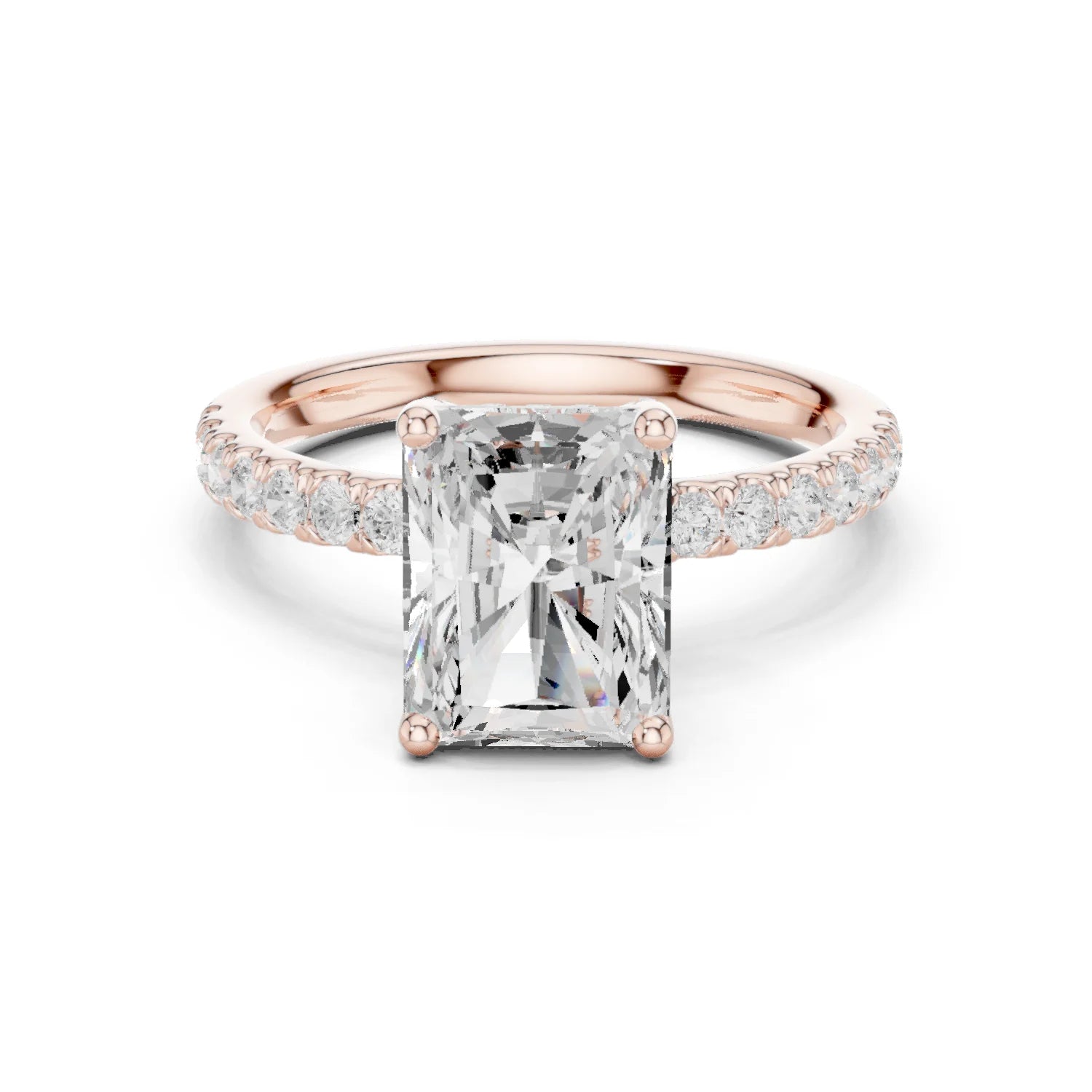 Radiant Diamond Engagement Ring With Pave Band