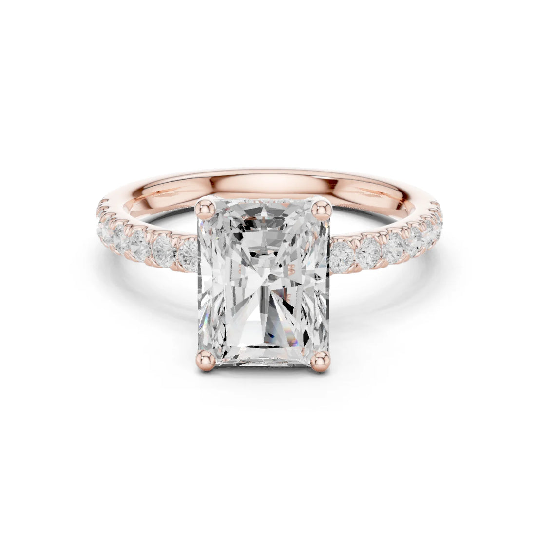Radiant Diamond Engagement Ring With Pave Band