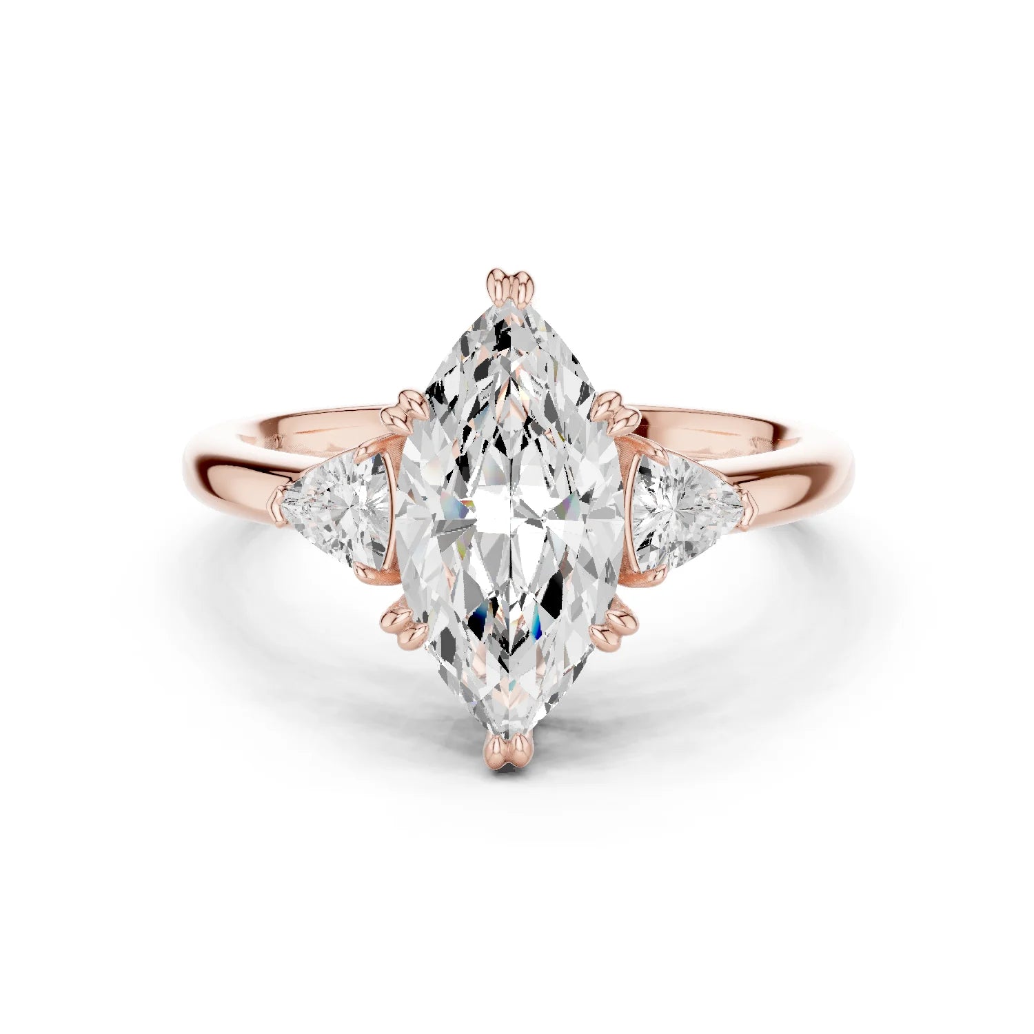 Trillion Side Diamond Marquise Shape Engagement Ring