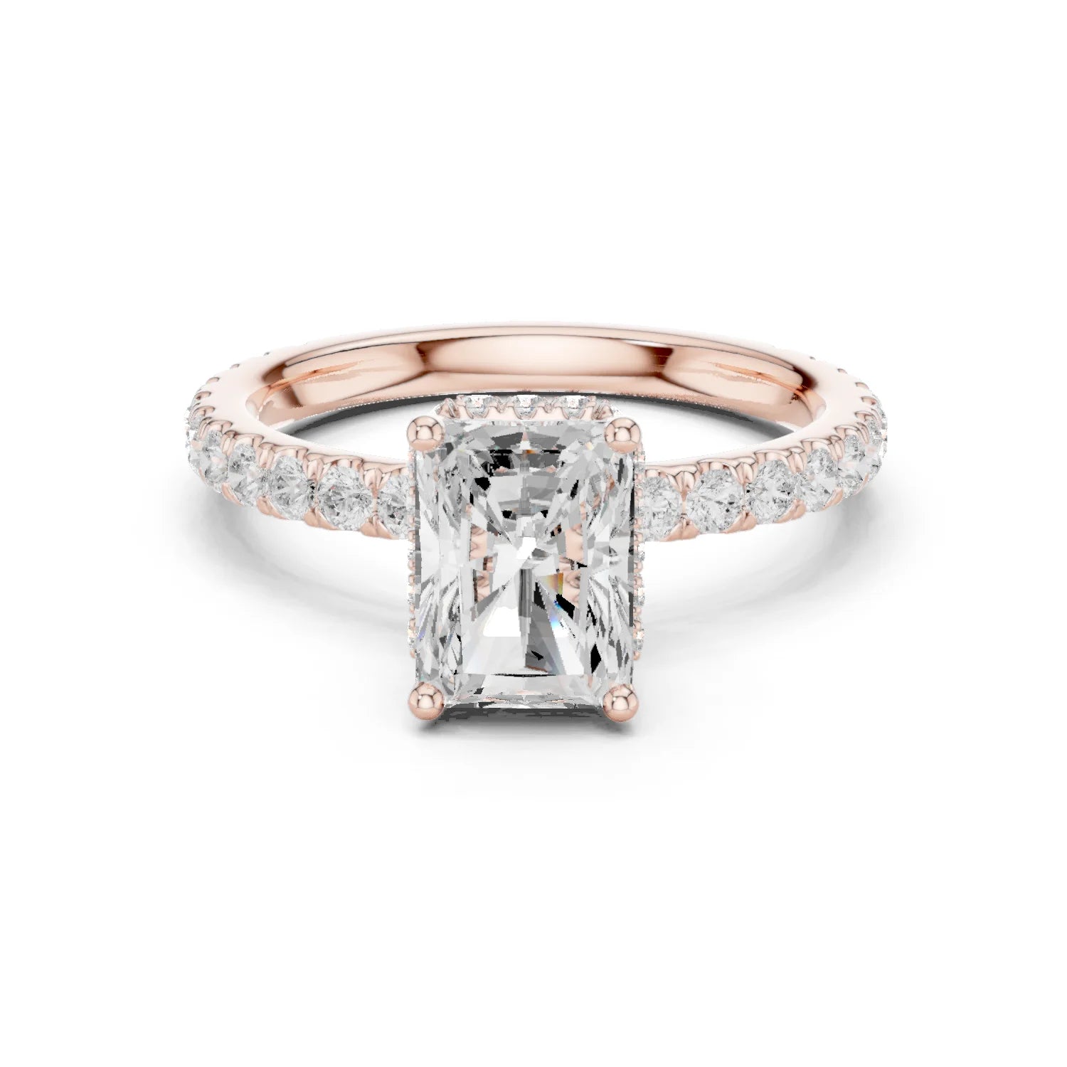 Radiant Cut Diamond Double Halo Pave Engagement Ring