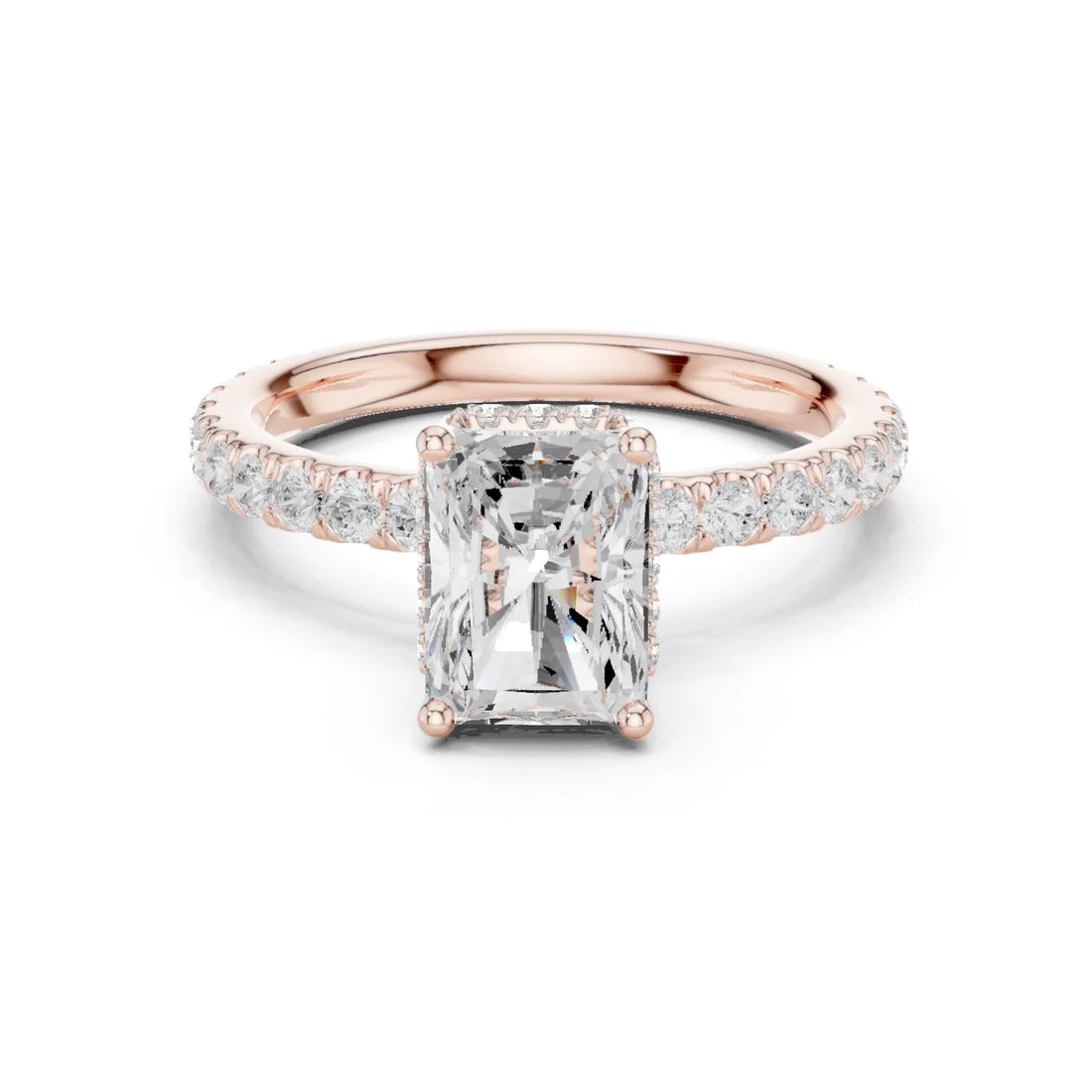 Radiant Cut Diamond Double Halo Pave Engagement Ring