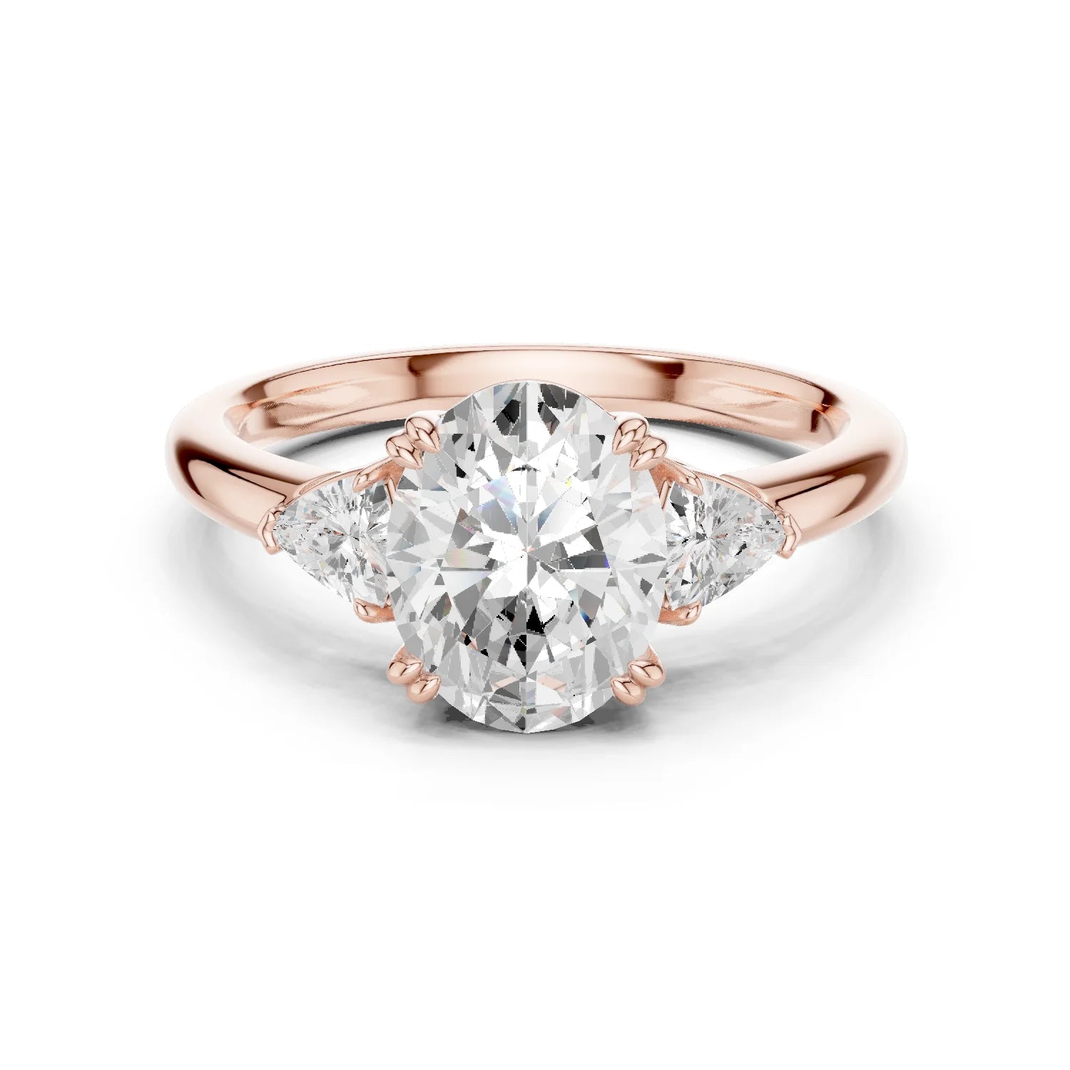 Trillion Side Diamond Oval Shape Engagement Ring