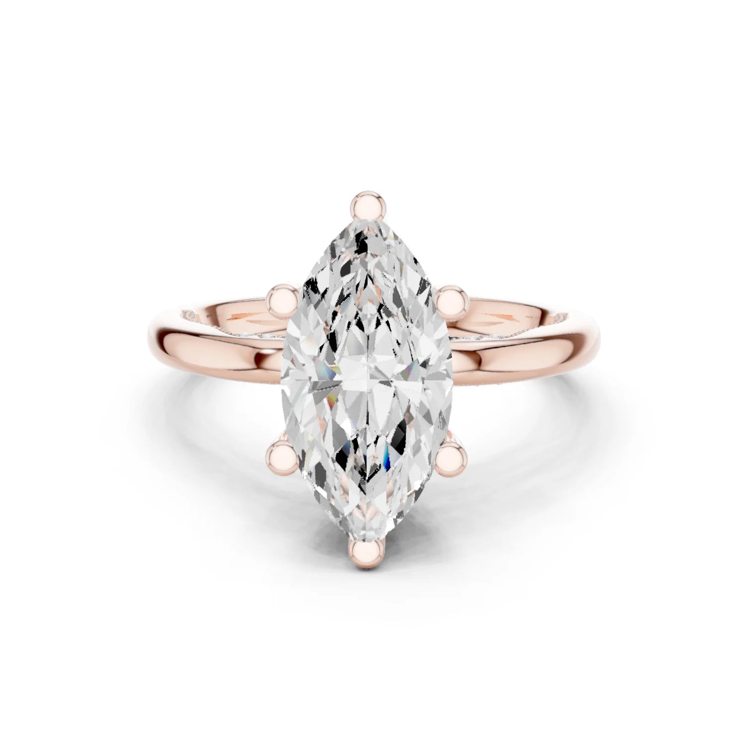 Hidden Halo Marquise Cut Diamond Engagement Ring