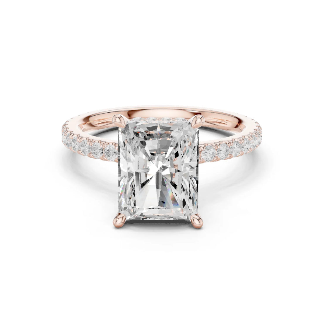 Radiant Cut Diamond Double Hidden Halo Engagement Ring
