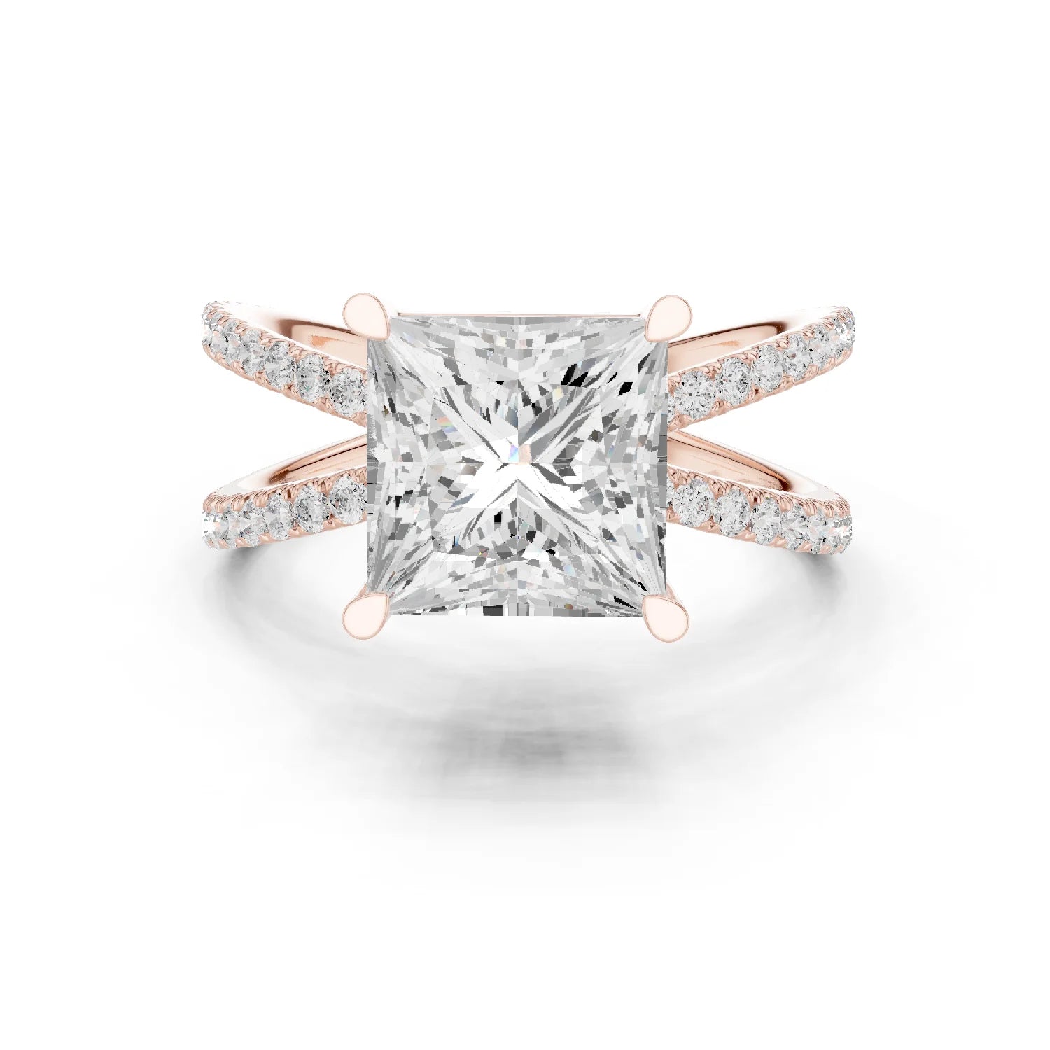 Princess Cut Diamond Split Shank Engagement Ring