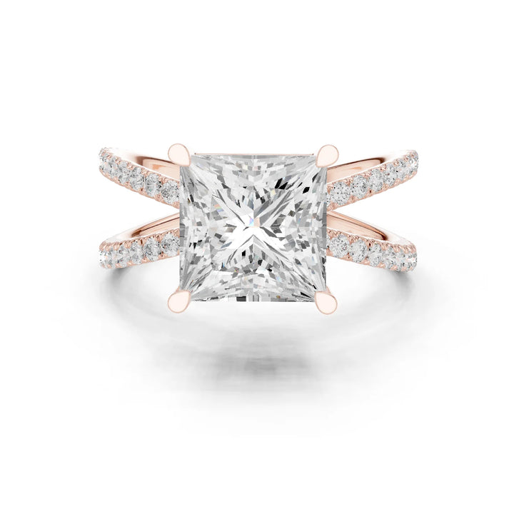 Princess Cut Diamond Split Shank Engagement Ring