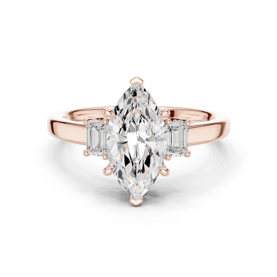 Marquise Cut Diamond Three-Stone Engagement Ring