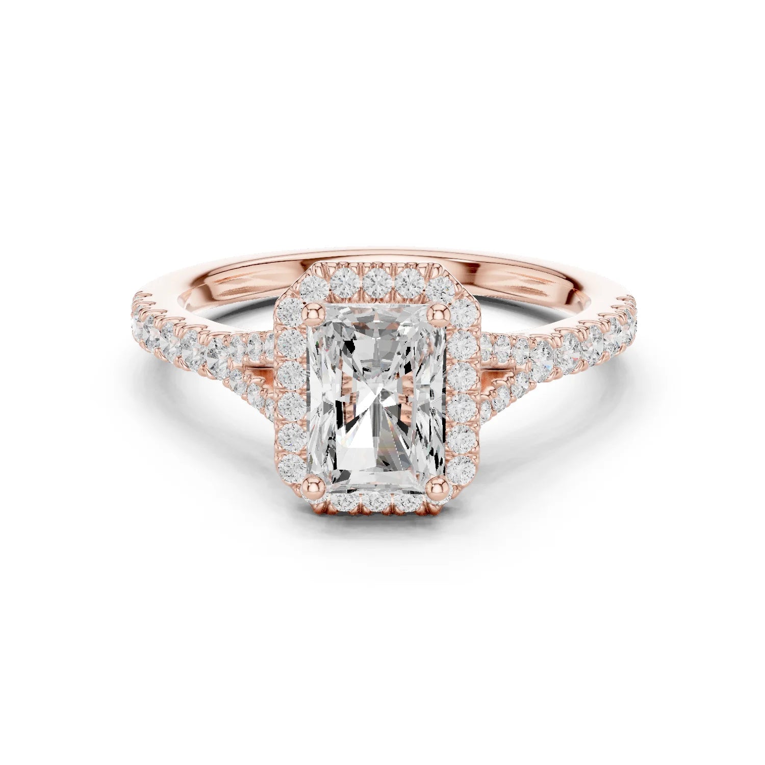 Radiant Cut Diamond Halo Engagement Ring