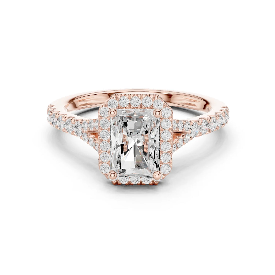 Radiant Cut Diamond Halo Engagement Ring