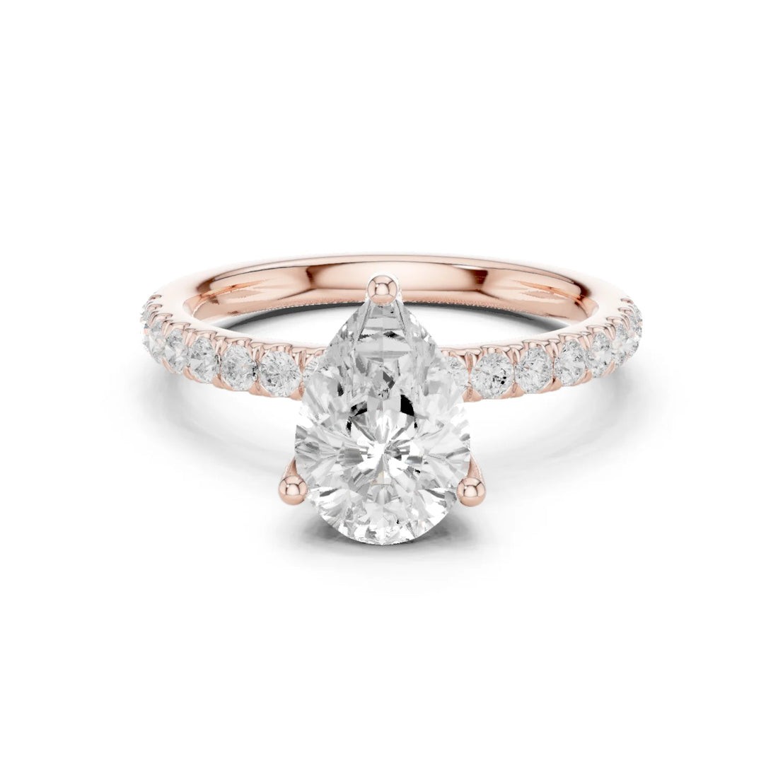 Pear Diamond Engagement Ring With Pave Band