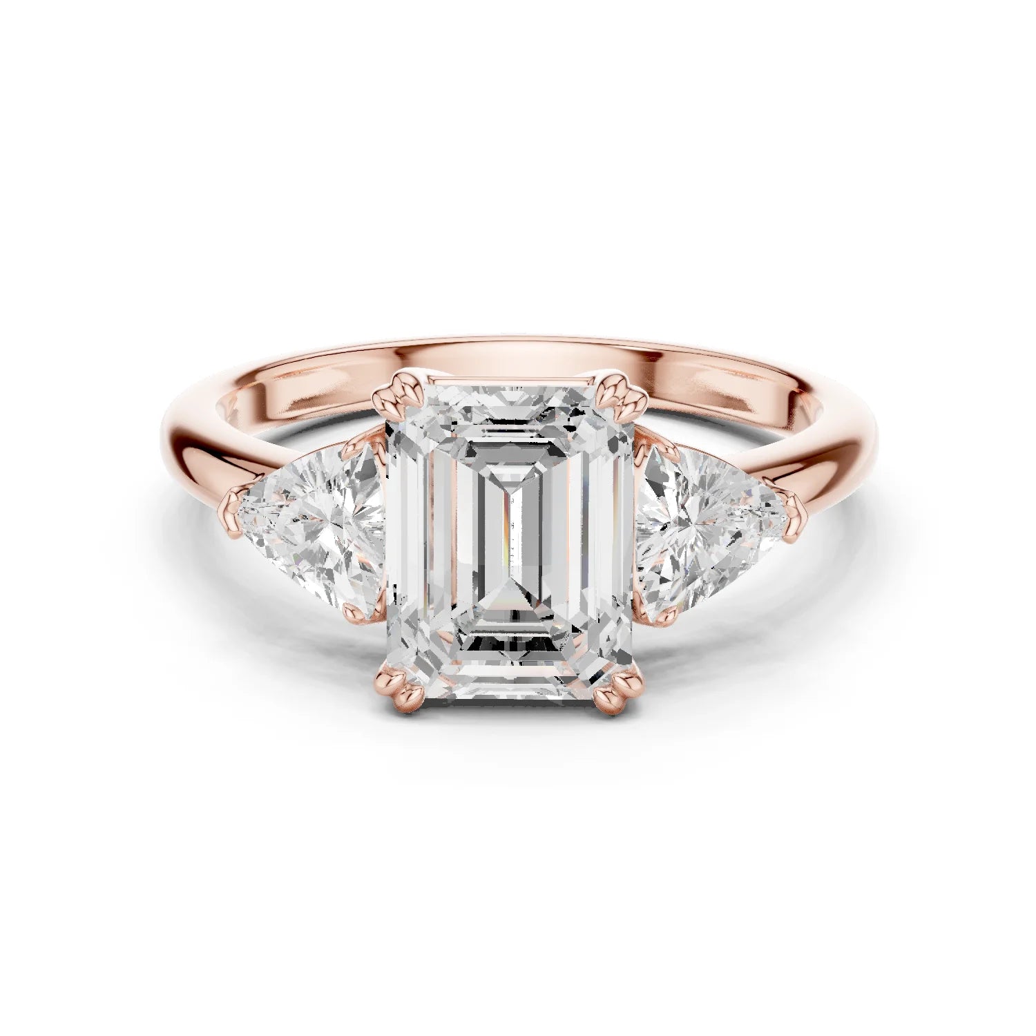 Emerald Cut Diamond Three Stone Engagement Ring