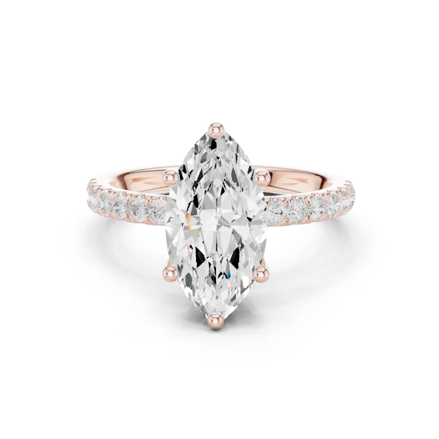 Marquise Diamond Engagement Ring With Pave Band