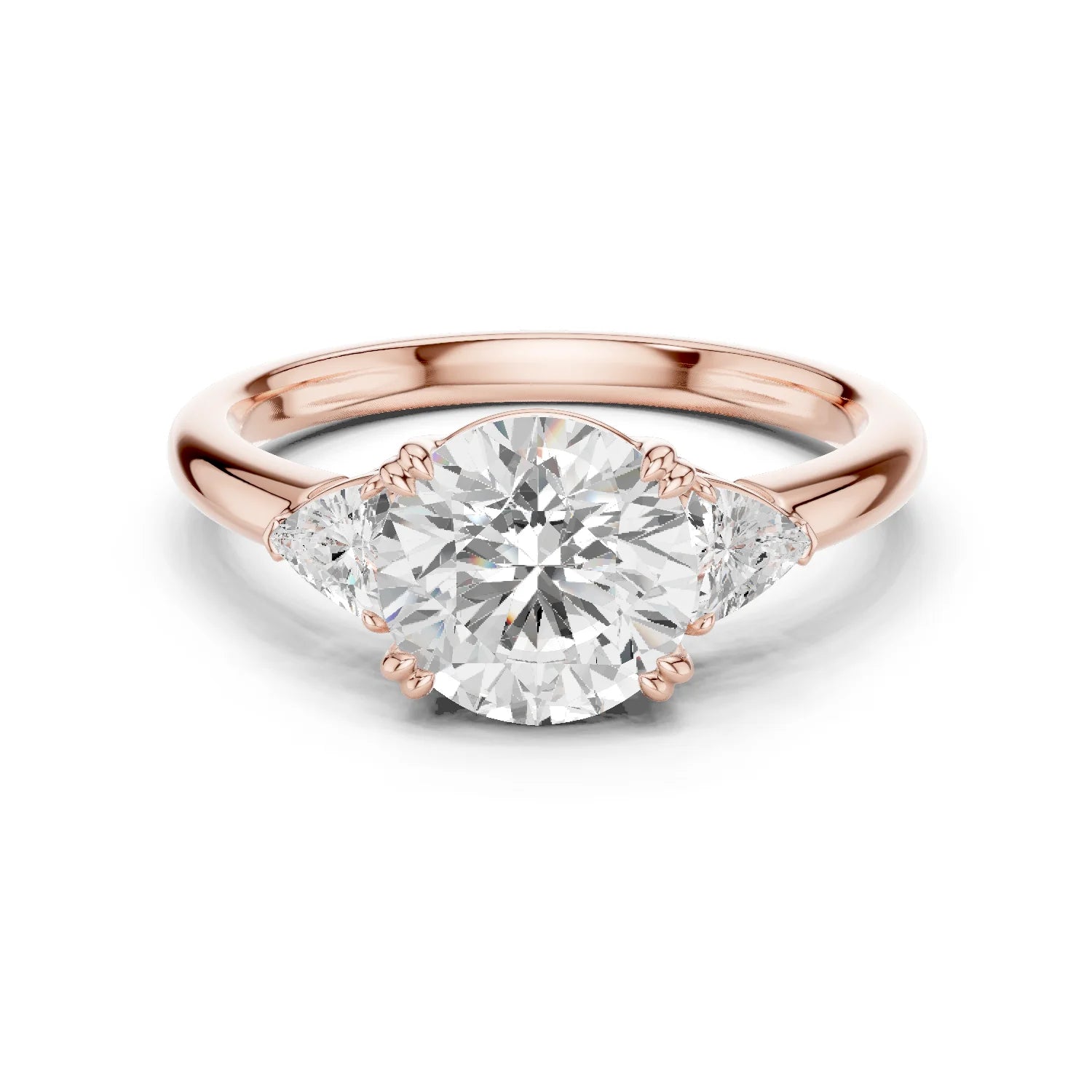 Trillion Side Diamond Round Shape Engagement Ring