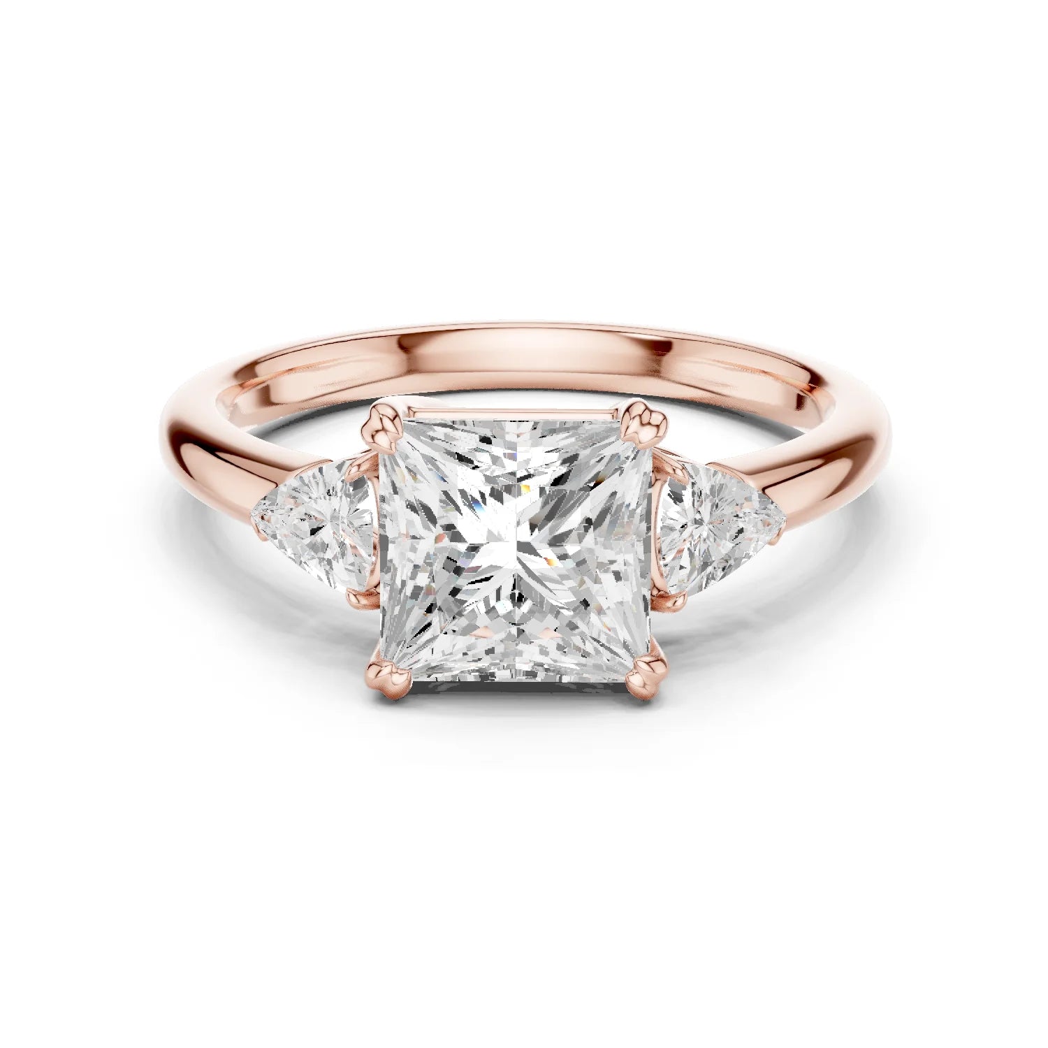 Trillion Side Diamond Princess Shape Engagement Ring